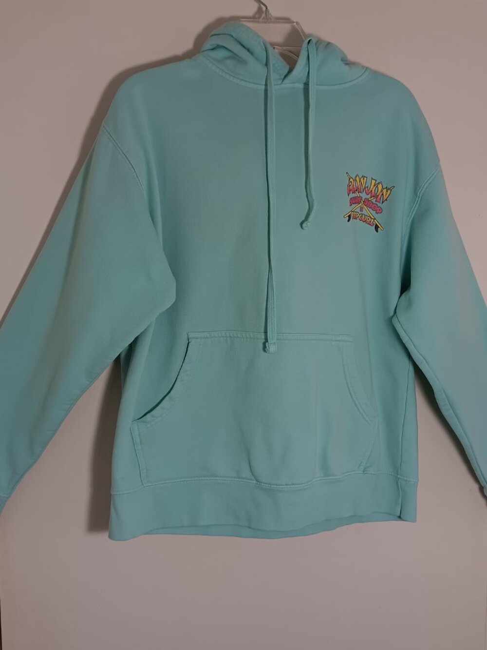 Rip curl x Ron Jon surf shop skelly hoodie mens S aqua skeleton surf graphic